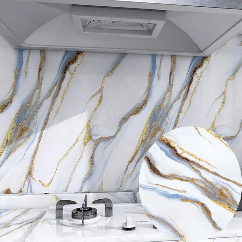 Marble PVC Self-Adhesive Wallpaper 40cm – Waterproof Kitchen Sticker