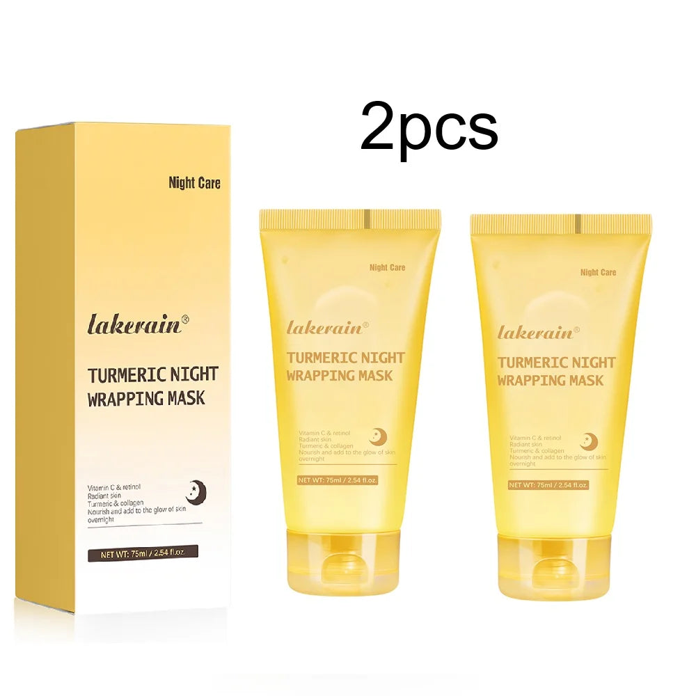 Peelable Effect Turmeric Night Wrapping Mask Smooths Roughness Skin Radiance Elasticity Moisturizing Brightening Face Mask Peaceful Pleasures Health and Wellness 2pcs