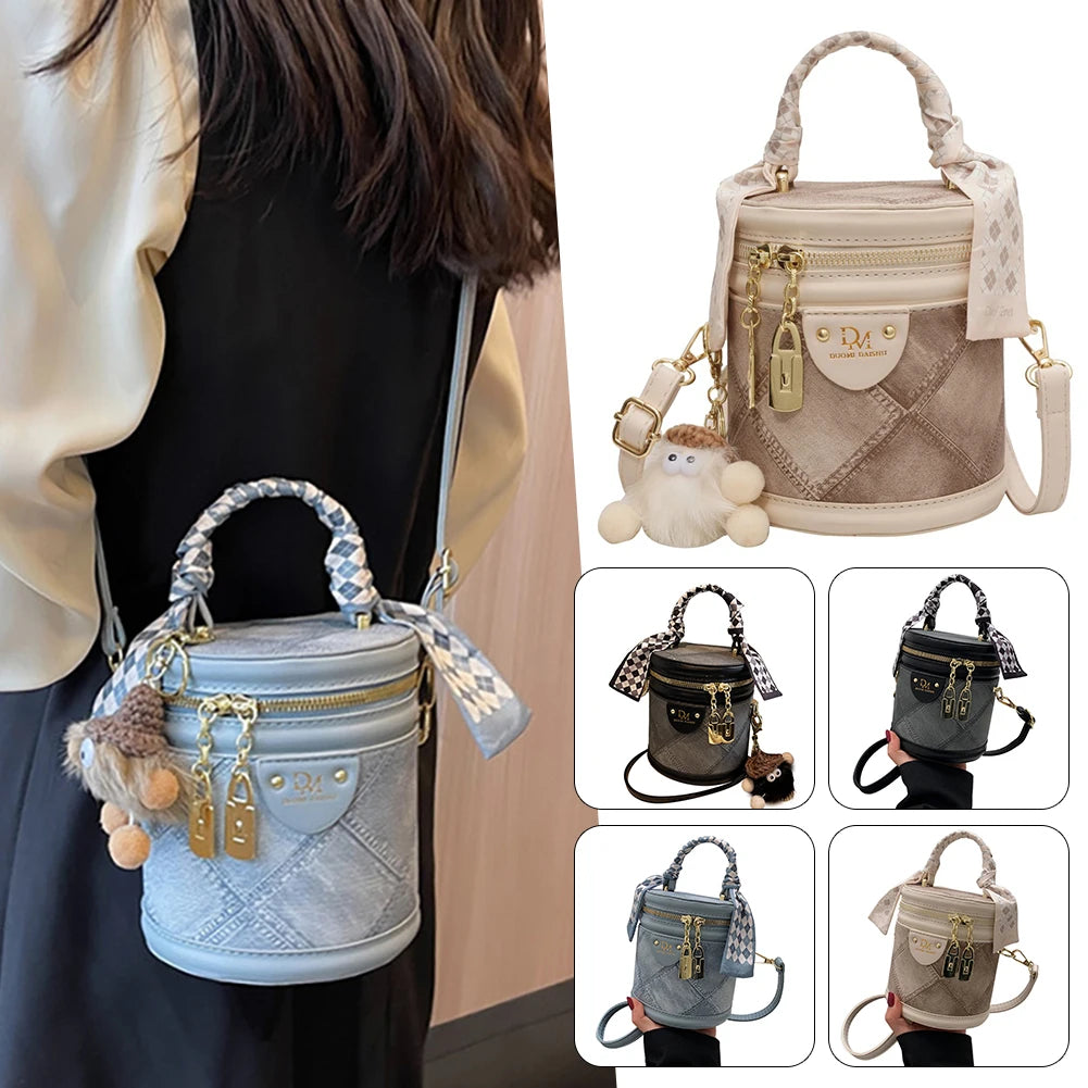 HOBBAGGO Women's PU Leather Bucket Bag | Crossbody Shoulder Purse