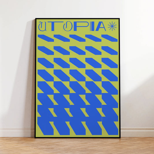 Modern Minimalist Blue & Green Utopia Canvas Wall Art Print Canvas Wall Art Print Peaceful Pleasures Health and Wellness G4327 40x50cm Unframed