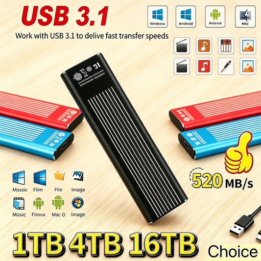 Portable External Hard Drive 2TB 4TB 16TB USB 3.1 Type-C Portable External Drive Peaceful Pleasures Health and Wellness