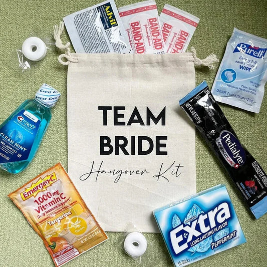 5-Pack Team Bride Hangover Kit Bags | Bachelorette Party Favors Bridal Party Favor Bags Peaceful Pleasures Health and Wellness