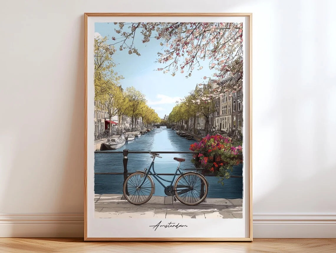 Amsterdam Print Amsterdam Illustration Amsterdam Travel Poster New Yorker Illustration Flower Poster Colorful Nursery Print Peaceful Pleasures Health and Wellness WS7152-4 40x60cm Unframed