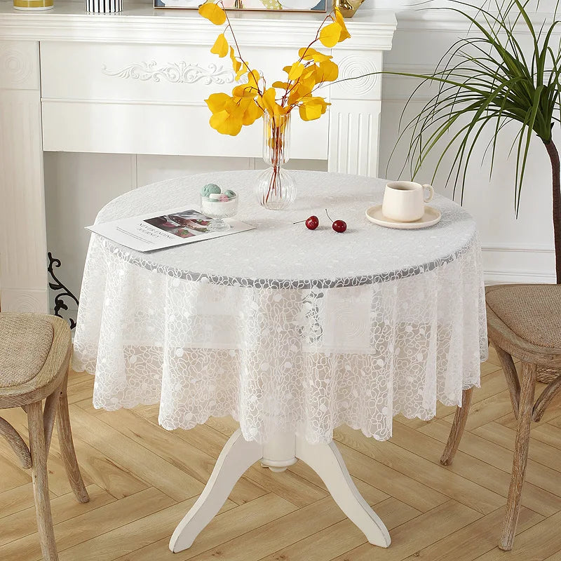 Battilo White Lace Tablecloth | Wedding & Banquet Table Cover