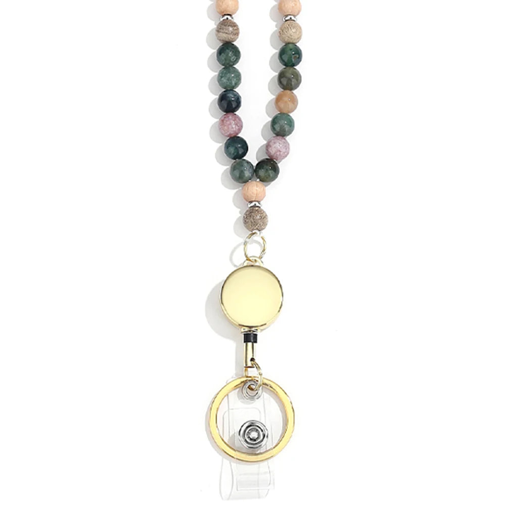 Beaded Lanyard Necklace for Women – ID Badge & Key Holder