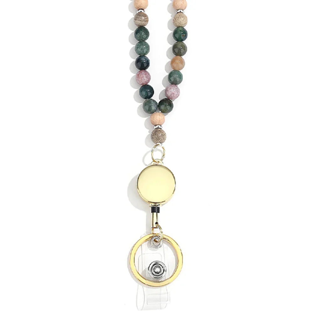 Beaded Lanyard Necklace for Women – ID Badge & Key Holder