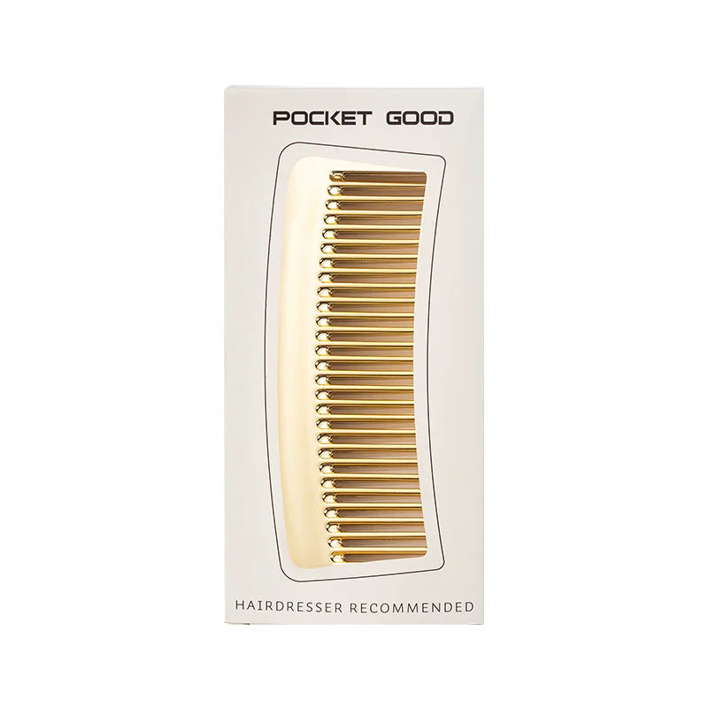 Vintage Electroplated Wide Tooth Comb, Portable Height Fixed Hair Styling Tool, Ideal for Travel, Durable & Easy Grip Design Peaceful Pleasures Health and Wellness Gold