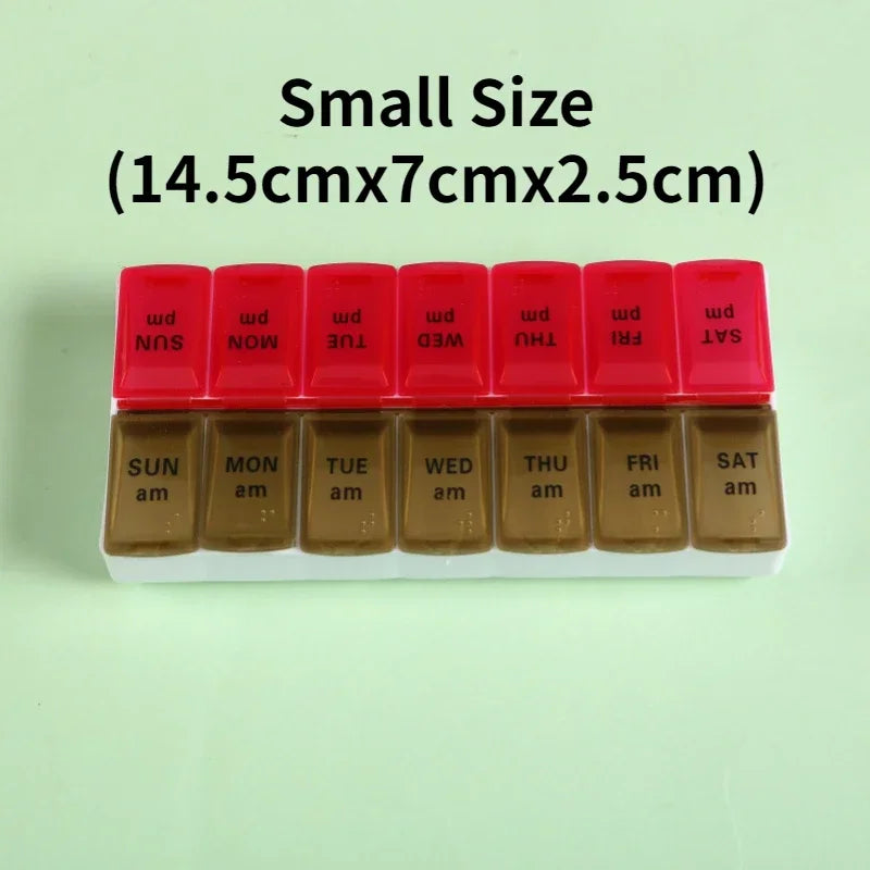 New Weekly Portable Travel Pill Cases Box 7 Days Organizer 14 Grids Pills Container Storage Tablets Vitamins Medicine Fish Oils Peaceful Pleasures Health and Wellness