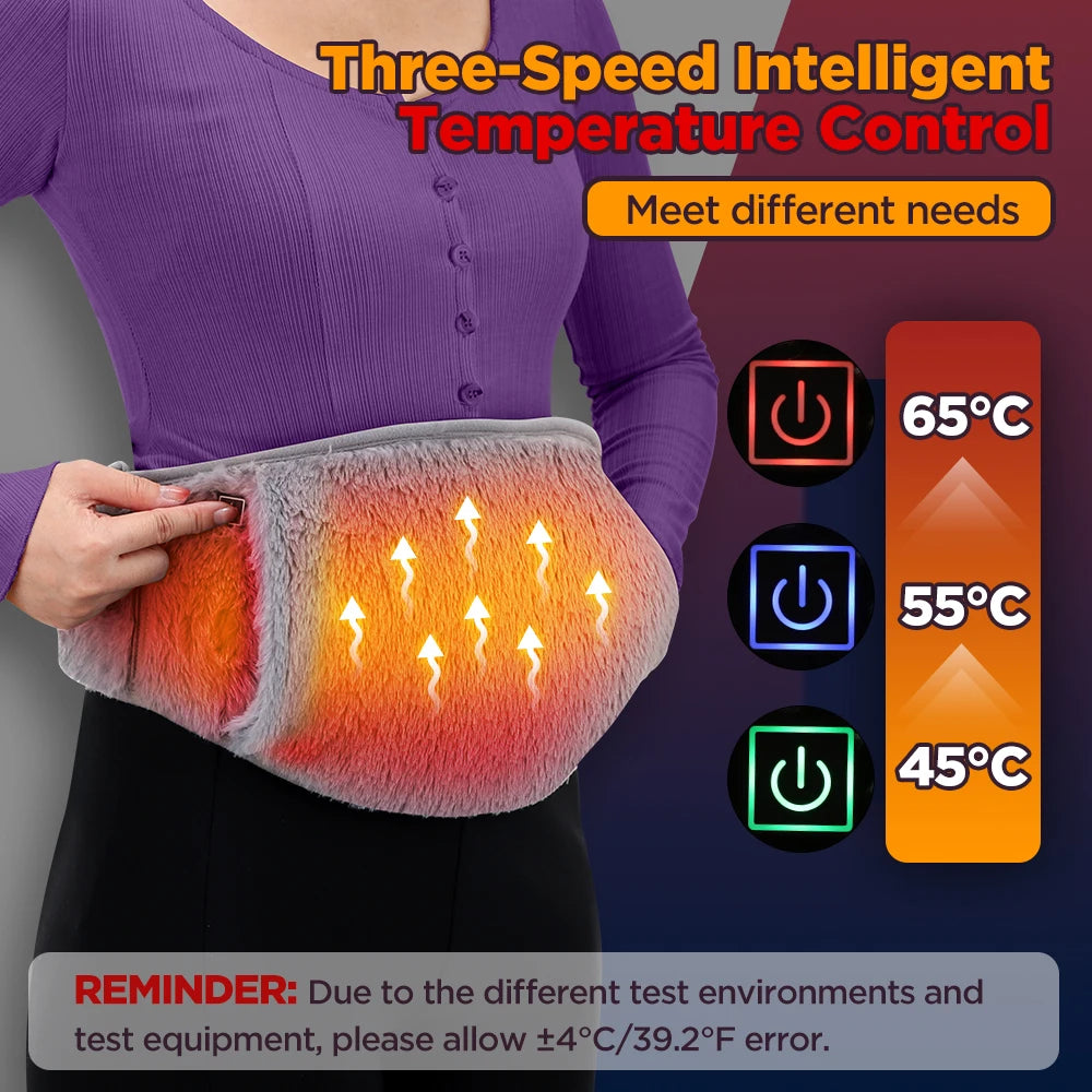 Electric Heating Waist Belt 3 Gear Temperature Abdominal Massager Menstrual Heating Pad Hand Belly Warmer Belt Fits All Body Peaceful Pleasures Health and Wellness