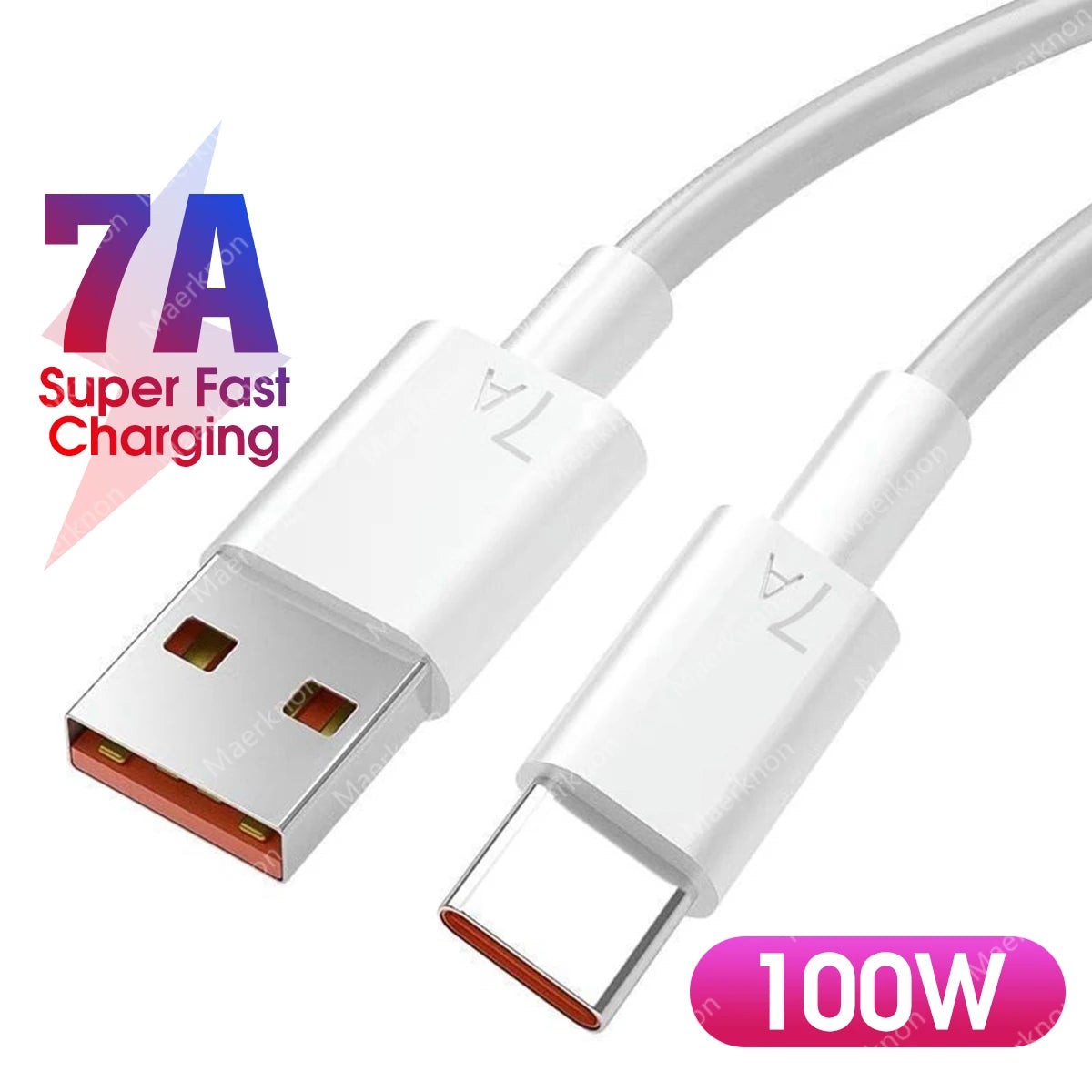 0.25/1/1.5/2m PD 7A 100W USB to Type C Fast Charging Cable Super Charge Data Sync Cord for Xiaomi Samsung Huawei Android Phones Peaceful Pleasures Health and Wellness White 1Pcs 2m