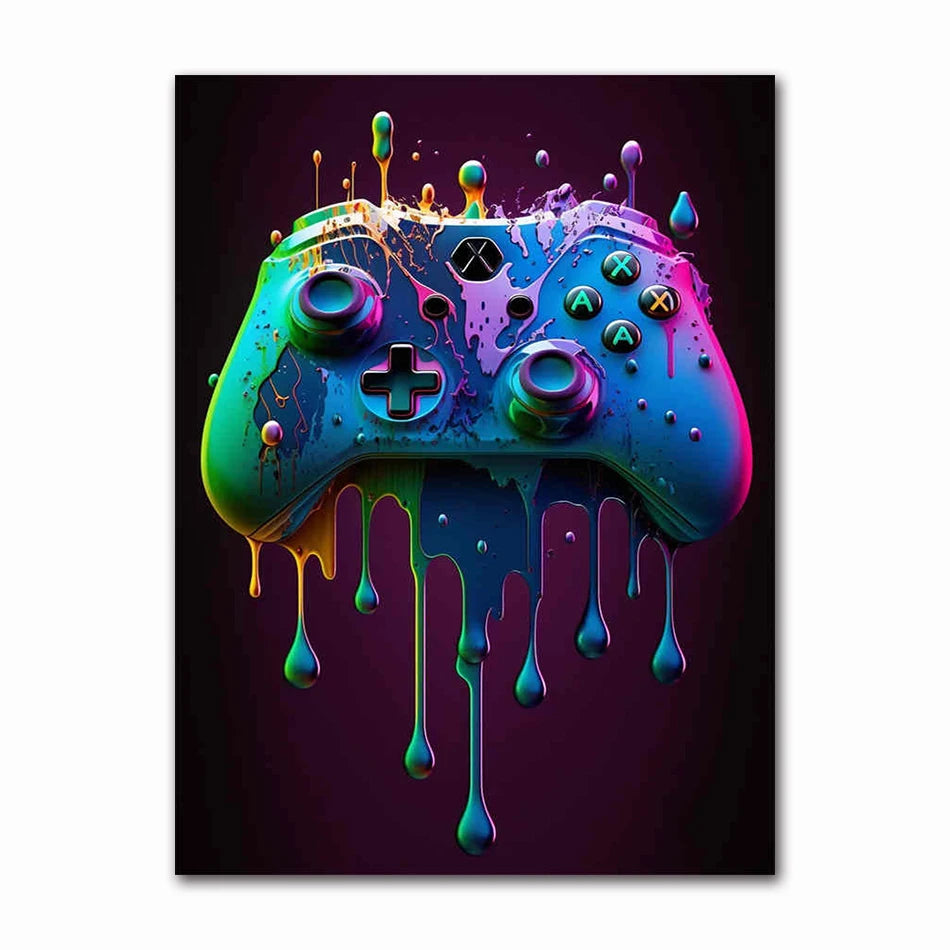 Colorful Game Controller Wall Art Poster Prints Nordic Aesthetic Picture Canvas Painting Gaming Boy Room Home Decoration Peaceful Pleasures Health and Wellness A60557-18 20x30cm Unframed