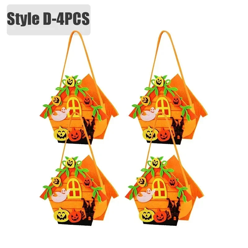 Halloween Felt Pumpkin Trick or Treat Bags with Handle | 1-6 Pack