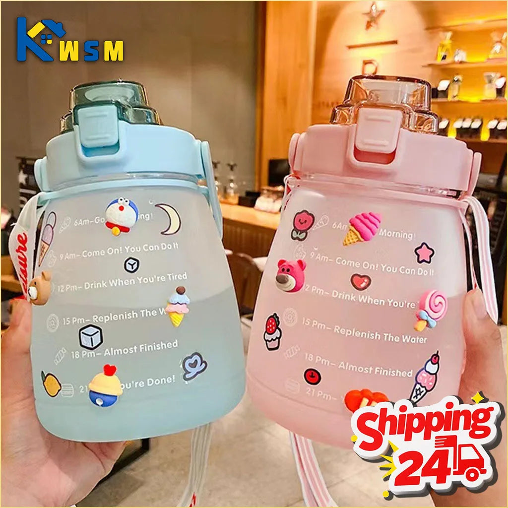 1200ml Frosted Sports Water Bottle with Shoulder Strap | BPA Free