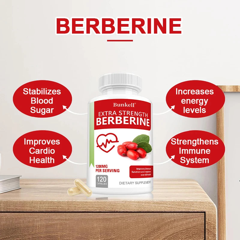Berberine HCl 1200mg - Enhance Energy, Metabolism, Cardiovascular & Digestive Health, Immune Support, Anti-oxidant, Anti-aging Peaceful Pleasures Health and Wellness