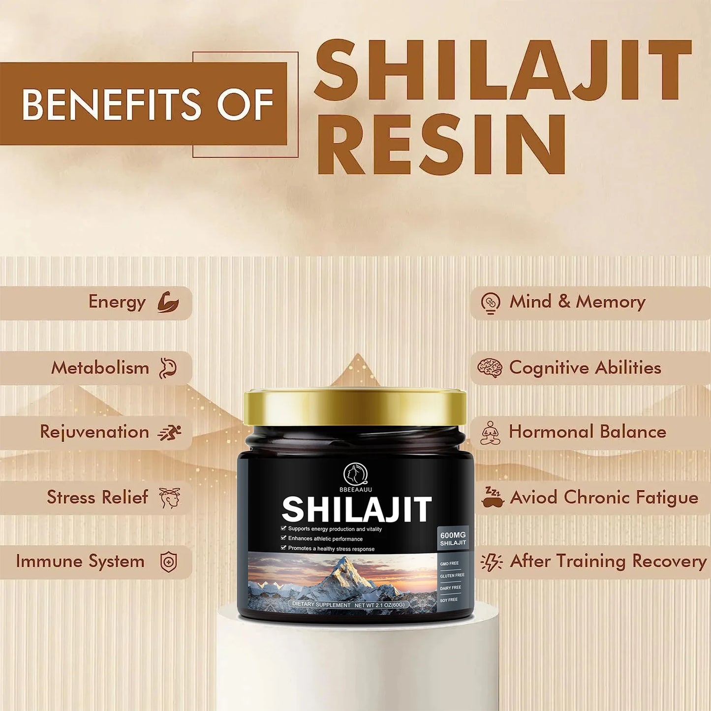 BBEEAAUU Himalaya Shilajit Resin – Fulvic Acid, Trace Minerals, Energy & Immunity Herbal Supplement Peaceful Pleasures Health and Wellness