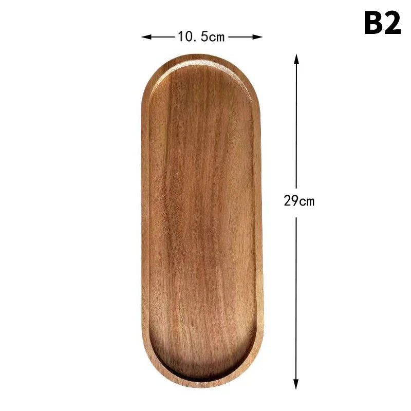 Japanese Round Solid Wood Serving Tray – Snack & Fruit Platter