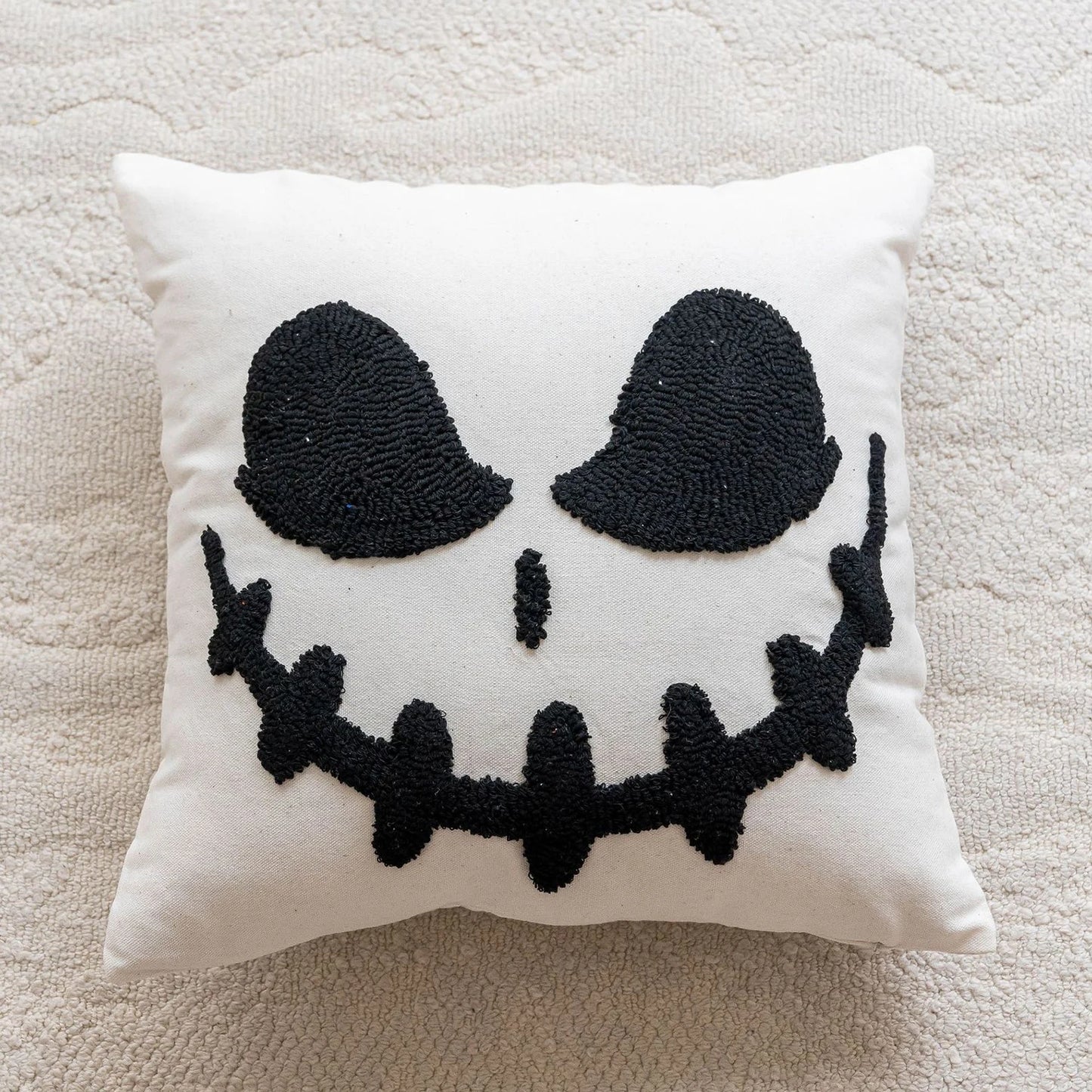 Battilo Halloween Decorative Pillow Cover Orange Pumpkin Cushion Case for Sofa Couch Linen Cotton Pillowcase for Home Fall Decor Peaceful Pleasures Health and Wellness White 45x45cm