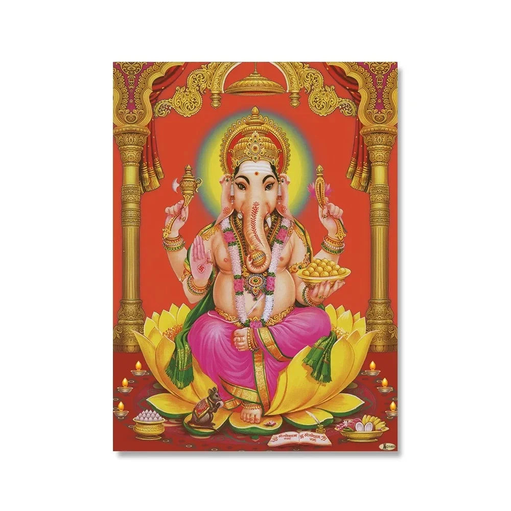 Shiva Parvati Poster Hinduism Religious Art Ganesha Canvas Painting Vishnu Printed Wall Picture Living Room Home Decoration Peaceful Pleasures Health and Wellness 2 40x60cm