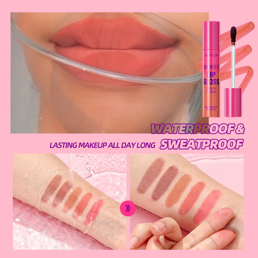 QIBEST Peel Off Red Lip gloss Lip Outline Contour Tattoo Lip Stain Lasting Transfer Resistant Tear Off Peel Off Lipstick Makeup Peaceful Pleasures Health and Wellness