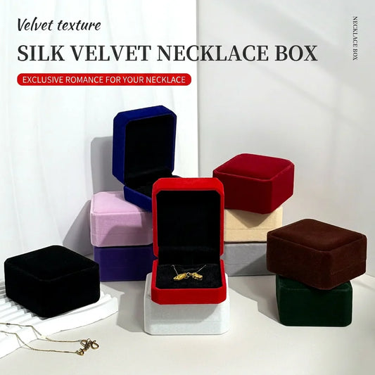 Velvet Necklace Pendant Gift Box – Soft Lined Jewelry Storage Case Jewelry Storage Box Oasis Select