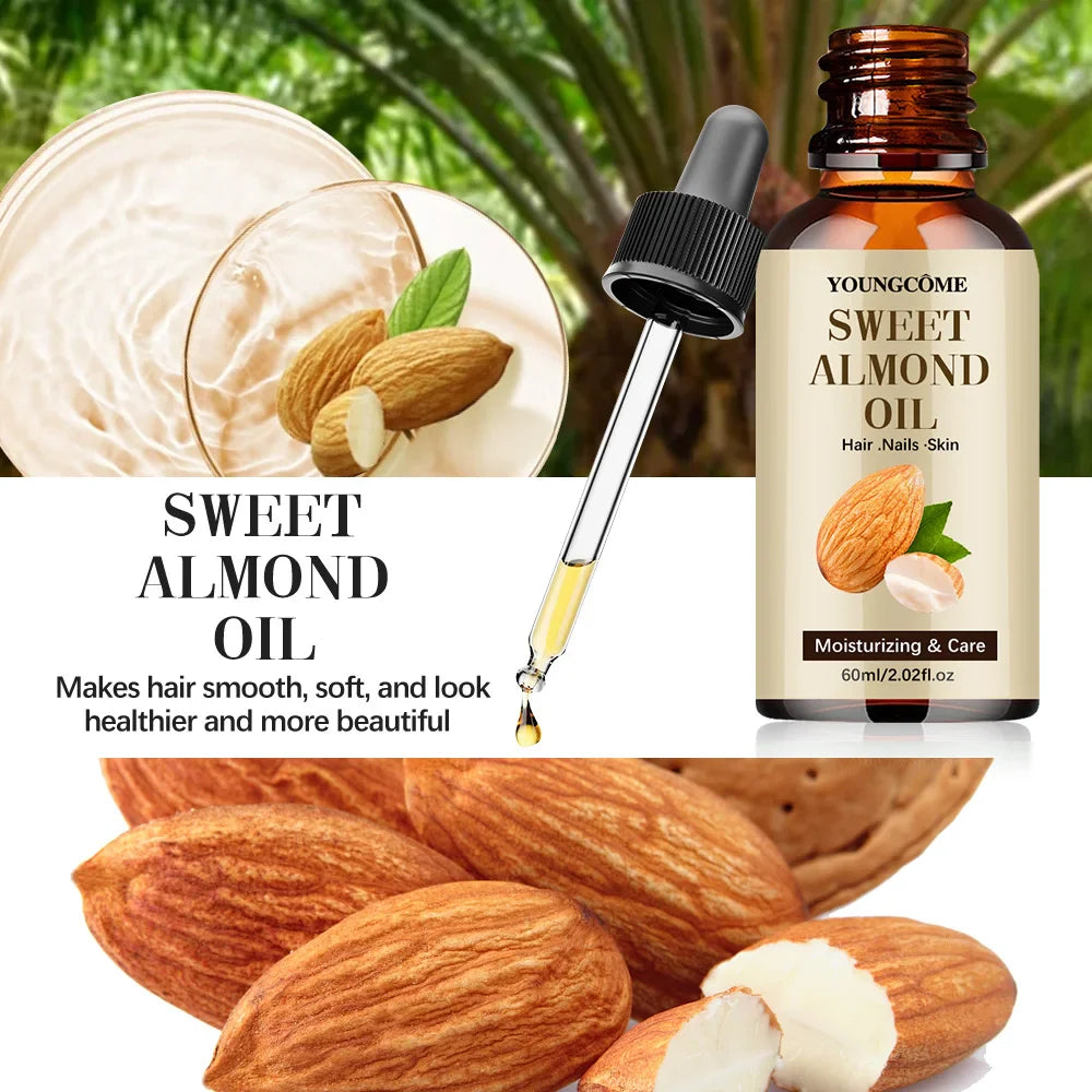YOUNGCOME Sweet Almond Oil – Hair, Face & Body Moisturizer