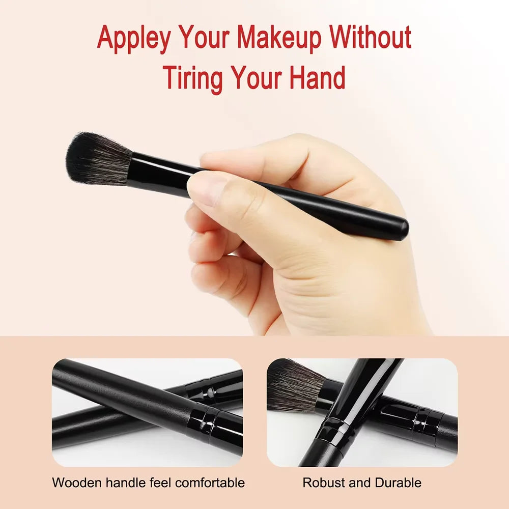 24-Piece Professional Black Makeup Brush Set with Bag