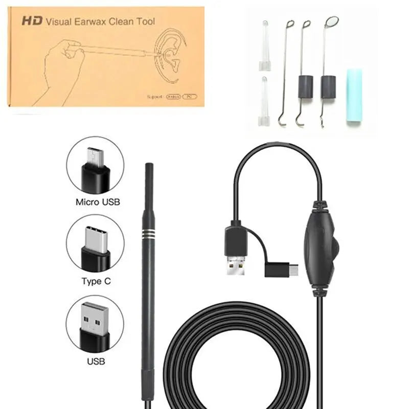 USB HD Mini Camera Electronic Ear Spoon Endoscope Cleaner Earwax Removal Cleaning Tool Intelligent Visual Ear Picking Spoon Peaceful Pleasures Health and Wellness