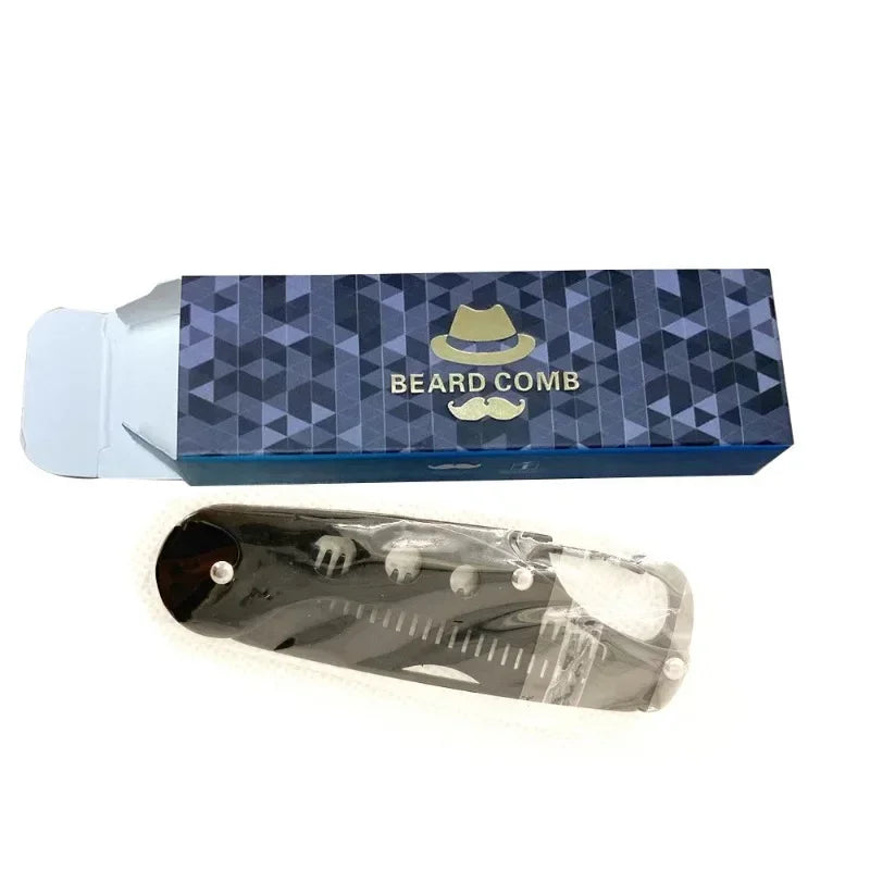 1pc Stainless Steel Folding Comb Men Beard Styling Combs Anti Static Portable Mustache Comb Multifunctional Hairdressing Tools Peaceful Pleasures Health and Wellness