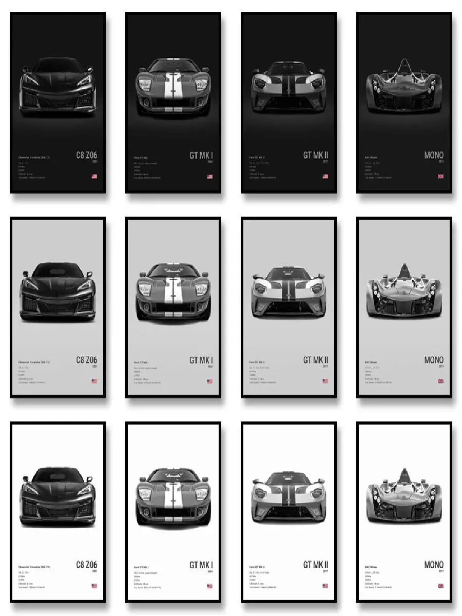 Famous Cars IE GT Canvas Wall Art Print Poster C C C Home Decor Modern Mural Unframed Birthday Gift Peaceful Pleasures Health and Wellness