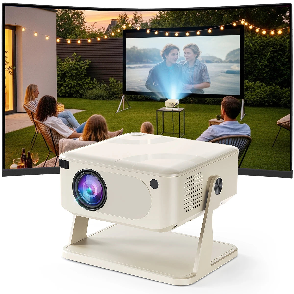Mini Projector 1080P HD 280 ANSI, Portable Movie Projector 1GB 8GB Android 10 Cinema Projector with Wifi6 BT5.2,For Outdoor Home Peaceful Pleasures Health and Wellness