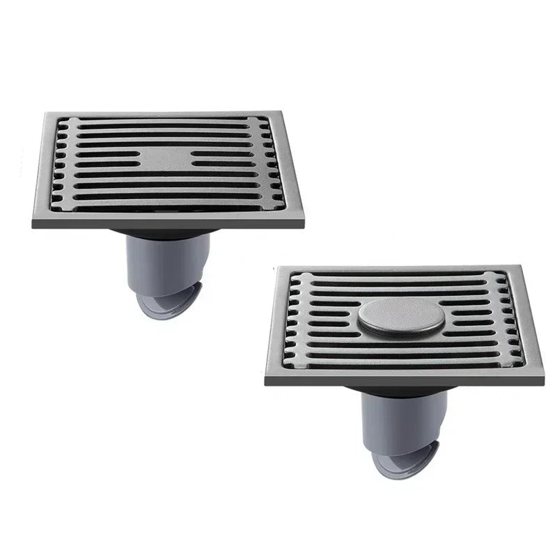 10cm Square Stainless Steel Floor Drain | Anti-Odor Cover