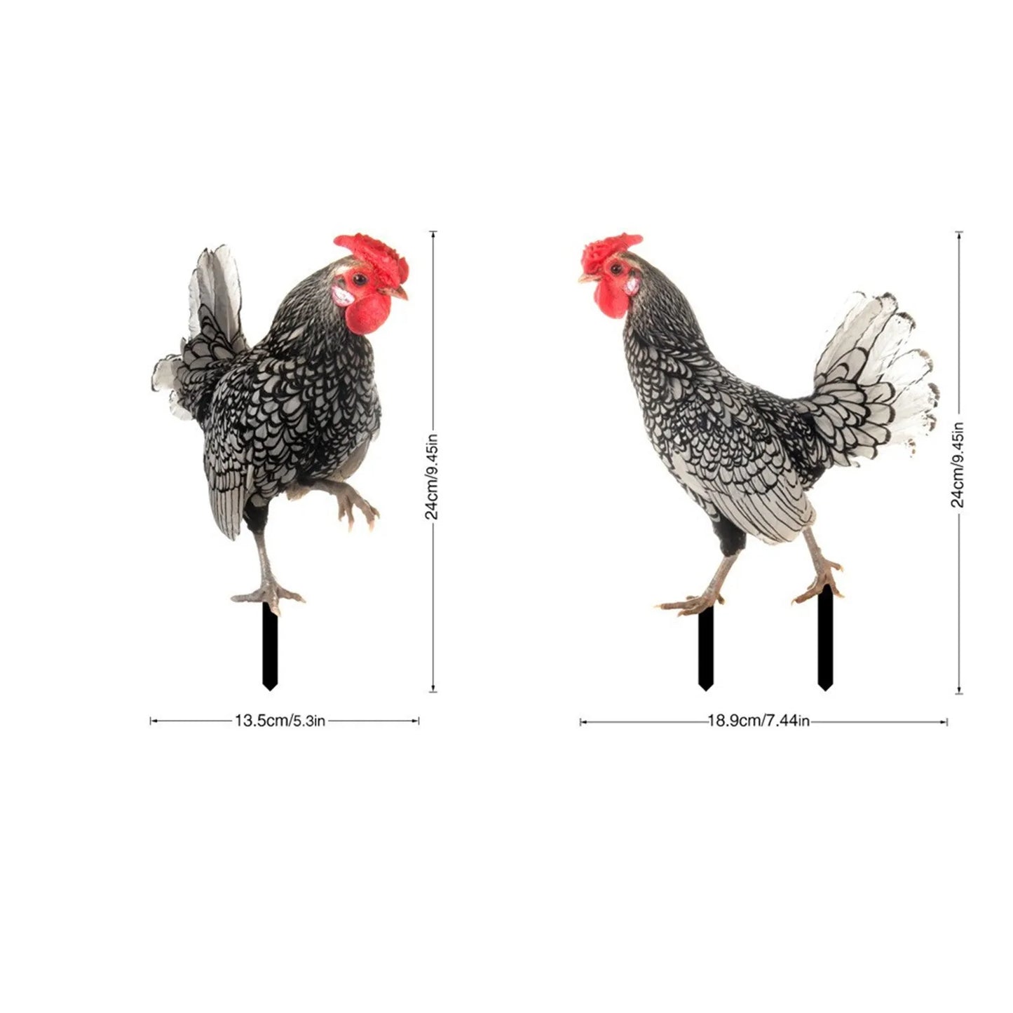 2D Acrylic Chicken Rooster Garden Stake Yard Art Ornament