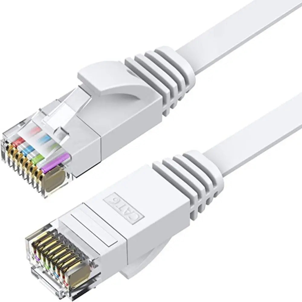 Compatible Patch Cord Ethernet Cable Cat 6 Anti-interference Flat Cable Cat6 Lan Cable PVC Twisted Pair Cable Peaceful Pleasures Health and Wellness white-5M