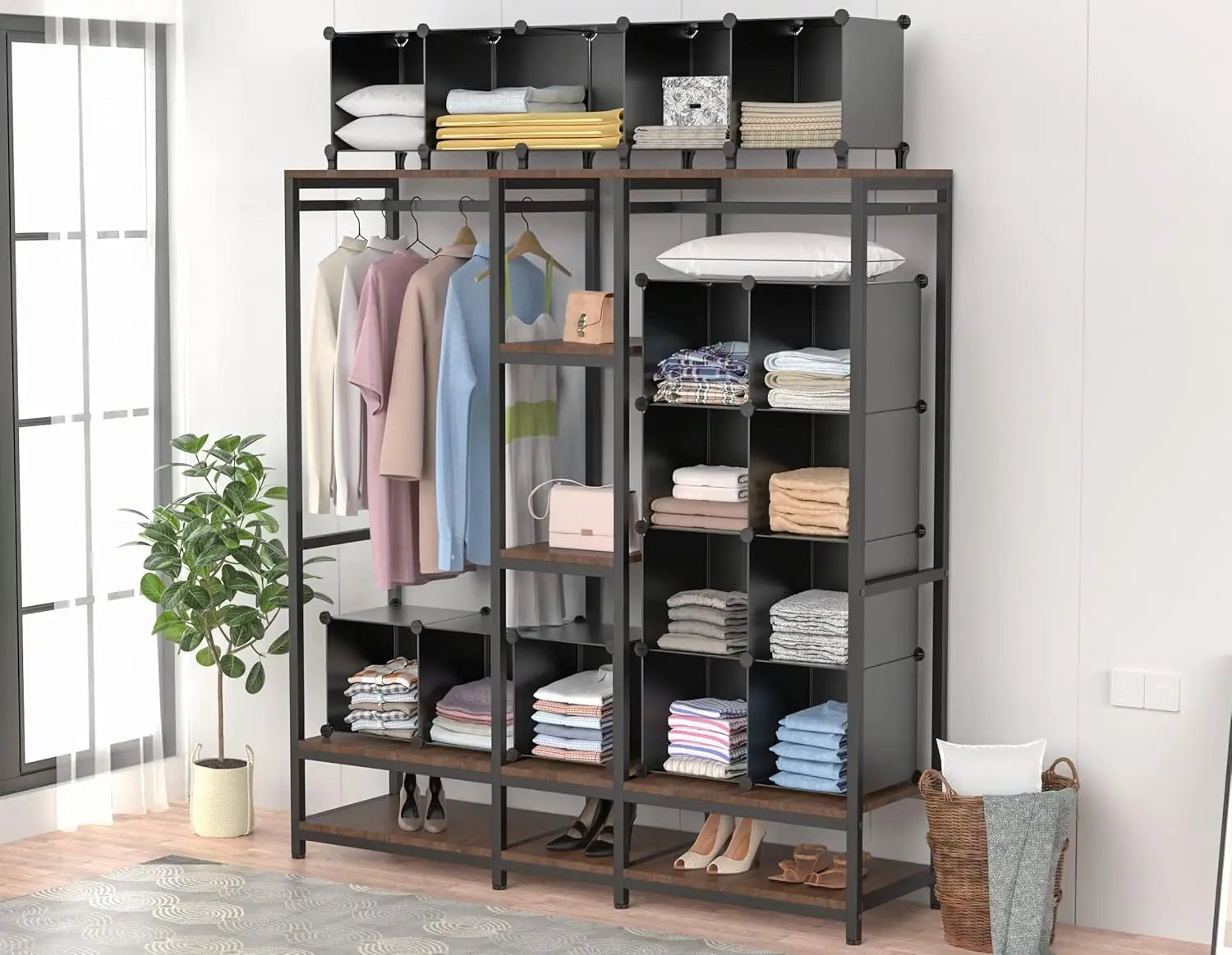 12-Cube Storage Organizer – Portable Closet Shelves, Black Peaceful Pleasures Health and Wellness