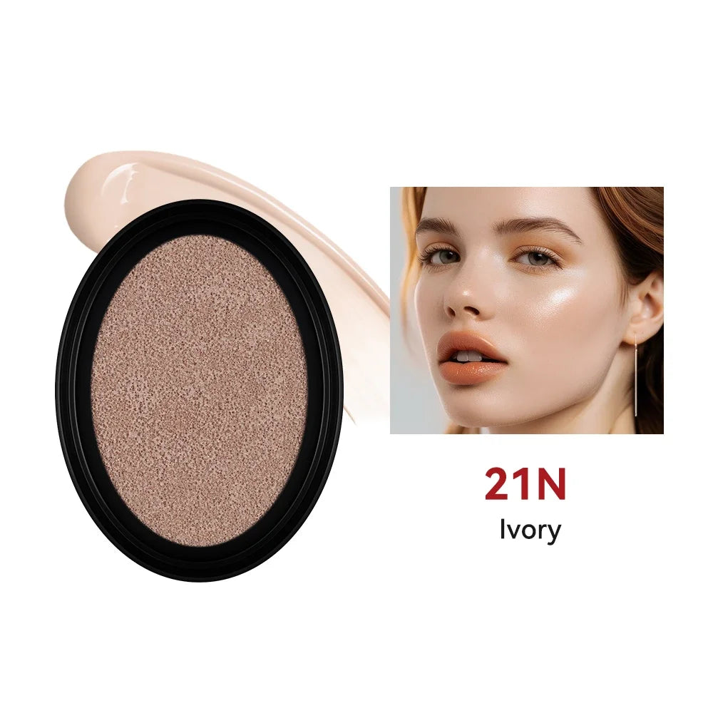 Waterproof Cushion Foundation Refill Semi-Matte Red Finish 72-Hour Wear Long-Lasting Buildable Coverage Sun Protection tirMakeup Peaceful Pleasures Health and Wellness 21N