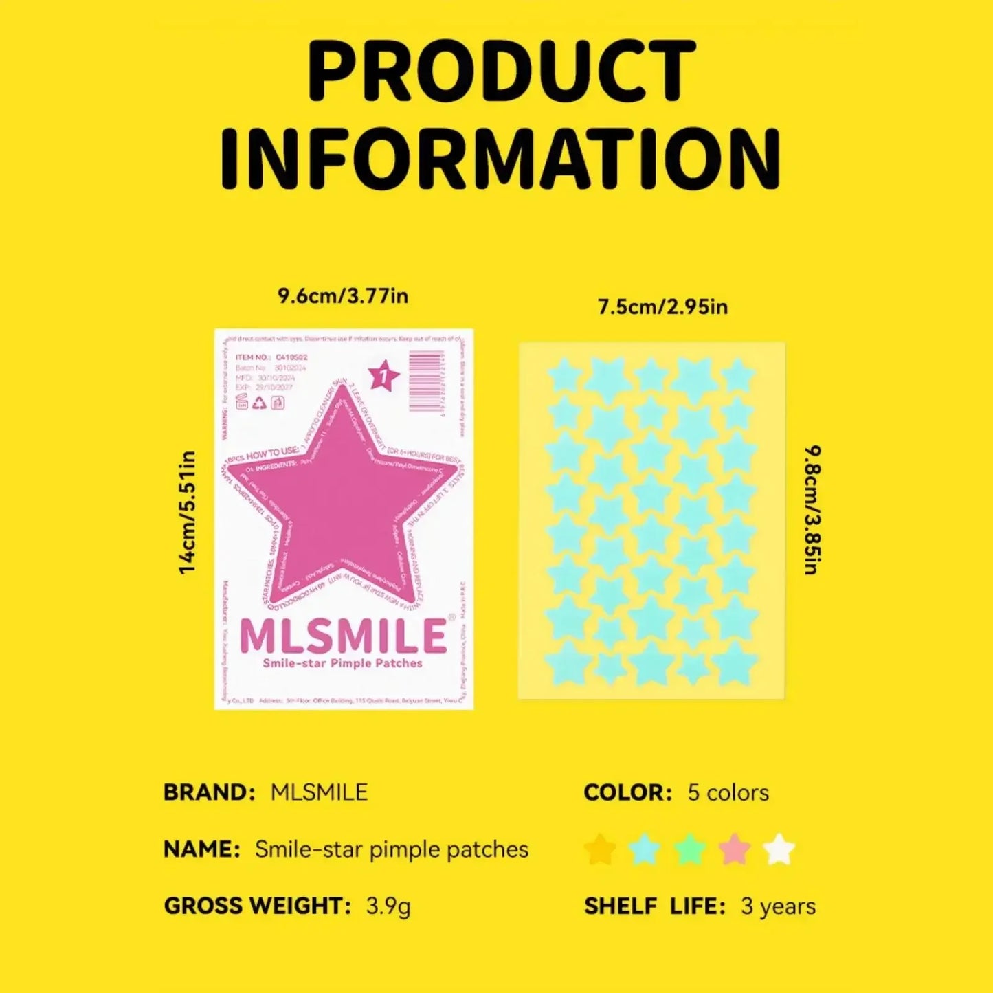 MLSMILE 40pc Star Hydrocolloid Blemish Patches – All Skin Tones