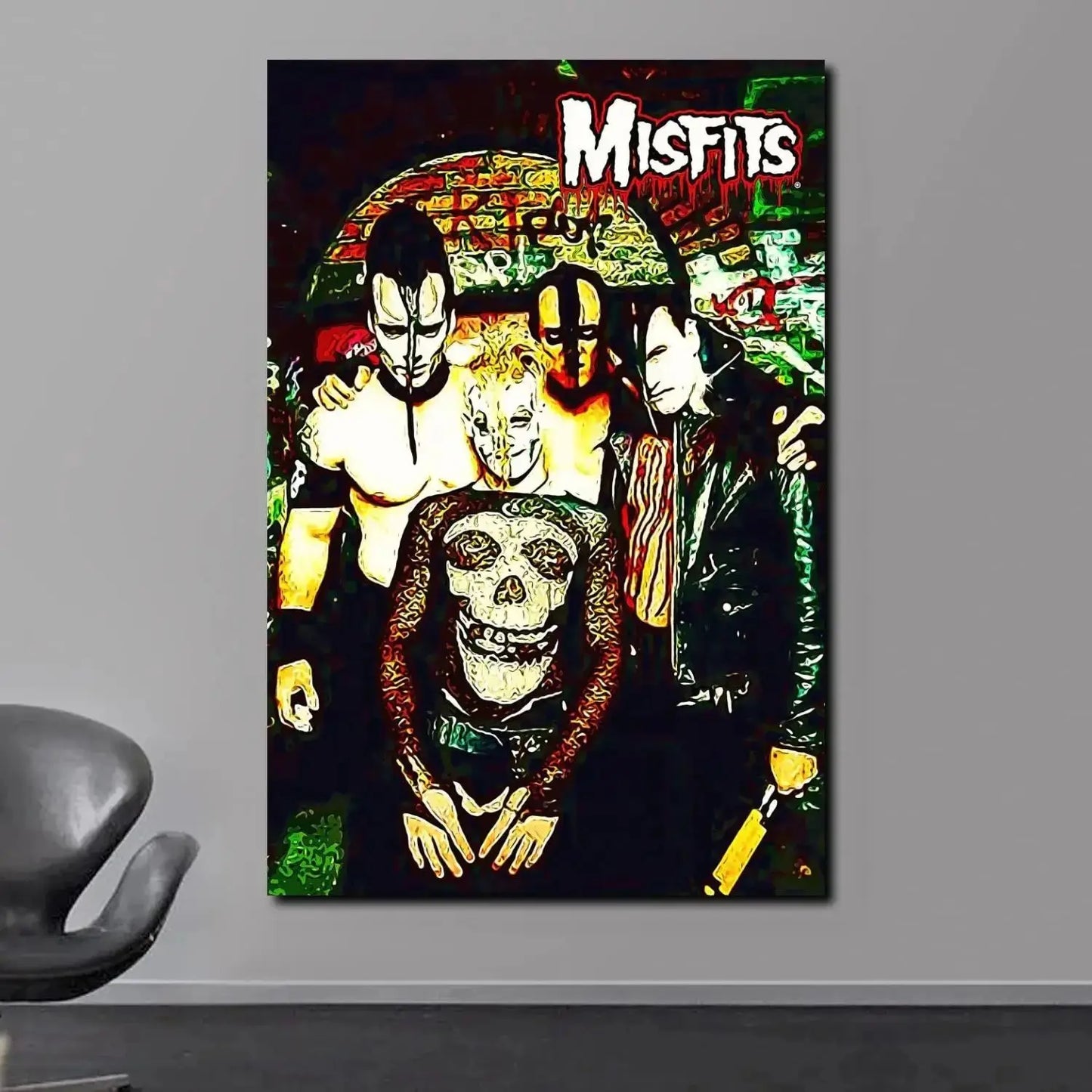 Misfits Hot Poster Horror Punk Rock Music Canvas Painting Wall Art Picture Retro Posters Prints for Bedroom Bar Club Home Decor Peaceful Pleasures Health and Wellness 15 40x50cm Unframed