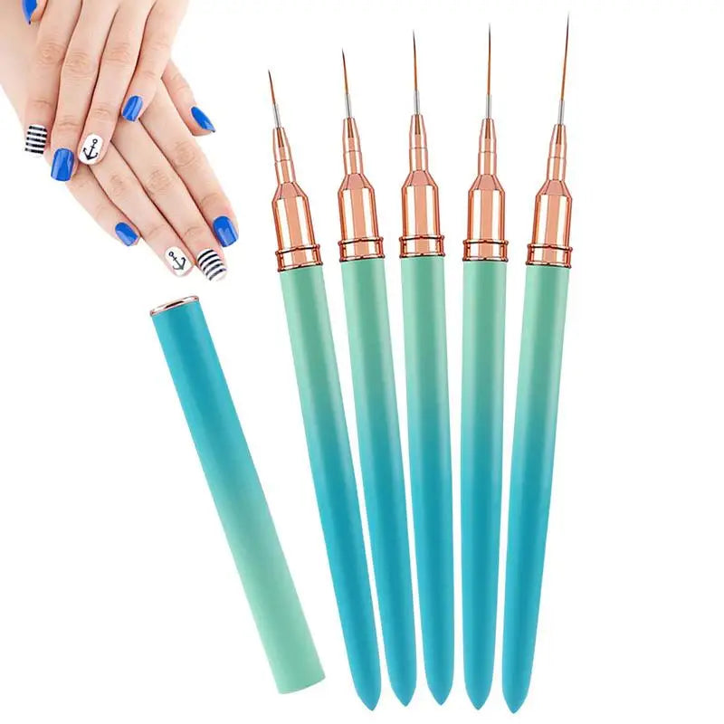 5-Piece Nail Art Liner Brush Set | Striping & Detail Brushes