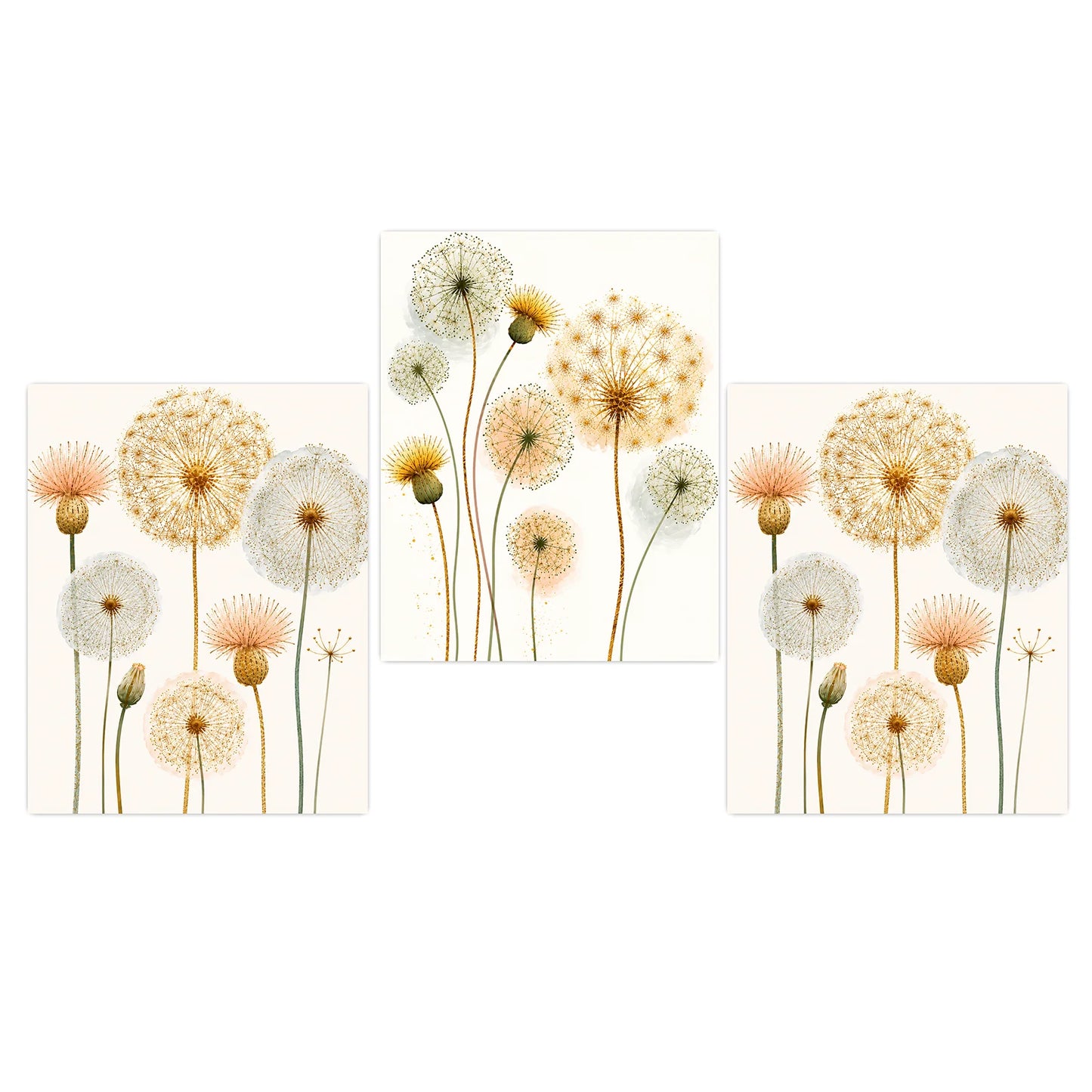 Nordic Dandelion Wall Art Gold Botanical Canvas Painting Poster Print Bedroom Living Room Decor Peaceful Pleasures Health and Wellness 01 15x20cm No Frame China Mainland