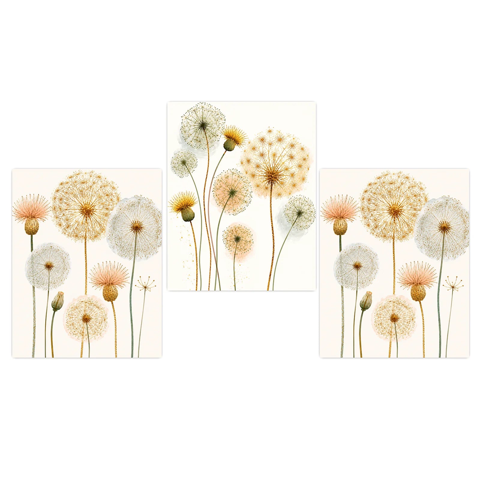Nordic Dandelion Wall Art Gold Botanical Canvas Painting Poster Print Bedroom Living Room Decor Peaceful Pleasures Health and Wellness 01 15x20cm No Frame China Mainland