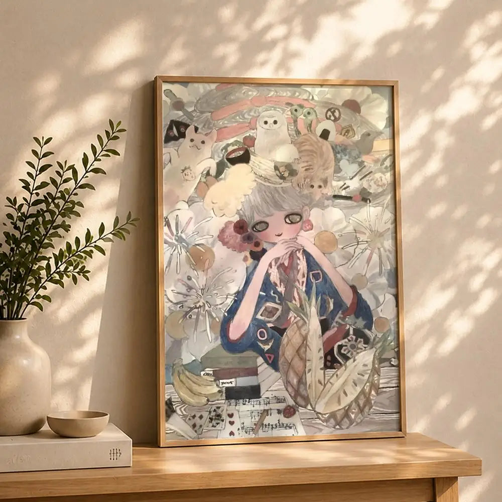Artist A-Aya TakanoS Poster HD Self Adhesive Waterproof Wall Art Ideal for Home Office Dorm Bedroom Great Gift Peaceful Pleasures Health and Wellness White14 15X20cmNoframe