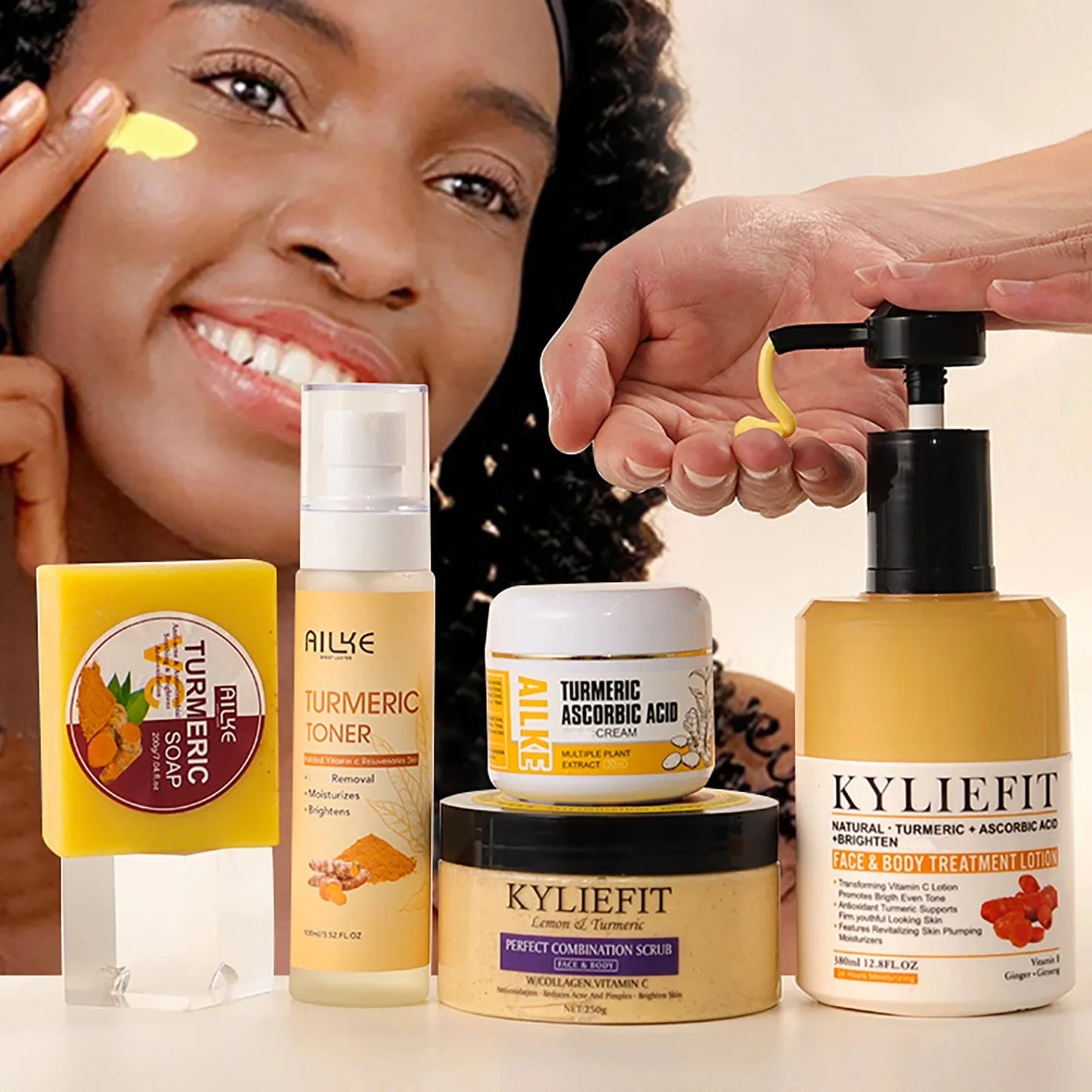 AILKE Organic Turmeric 5-in-1 Skin Care Kit – Brighten & Glow