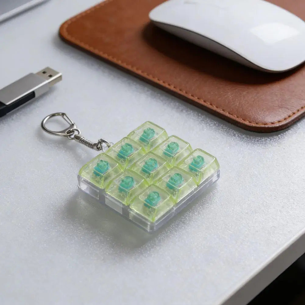 Lightweight Versatile Decompression Keychain Fingertip Press Luminous Button Toy Protable 9-key Keyboard Relieve Anxiety Toys Peaceful Pleasures Health and Wellness