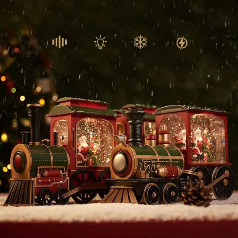 New Christmas Gifts Souvenirs Christmas Party Gifts Water Filled Small Trains Thomas Trains Cars Decoration Lighting Train Box Peaceful Pleasures Health and Wellness
