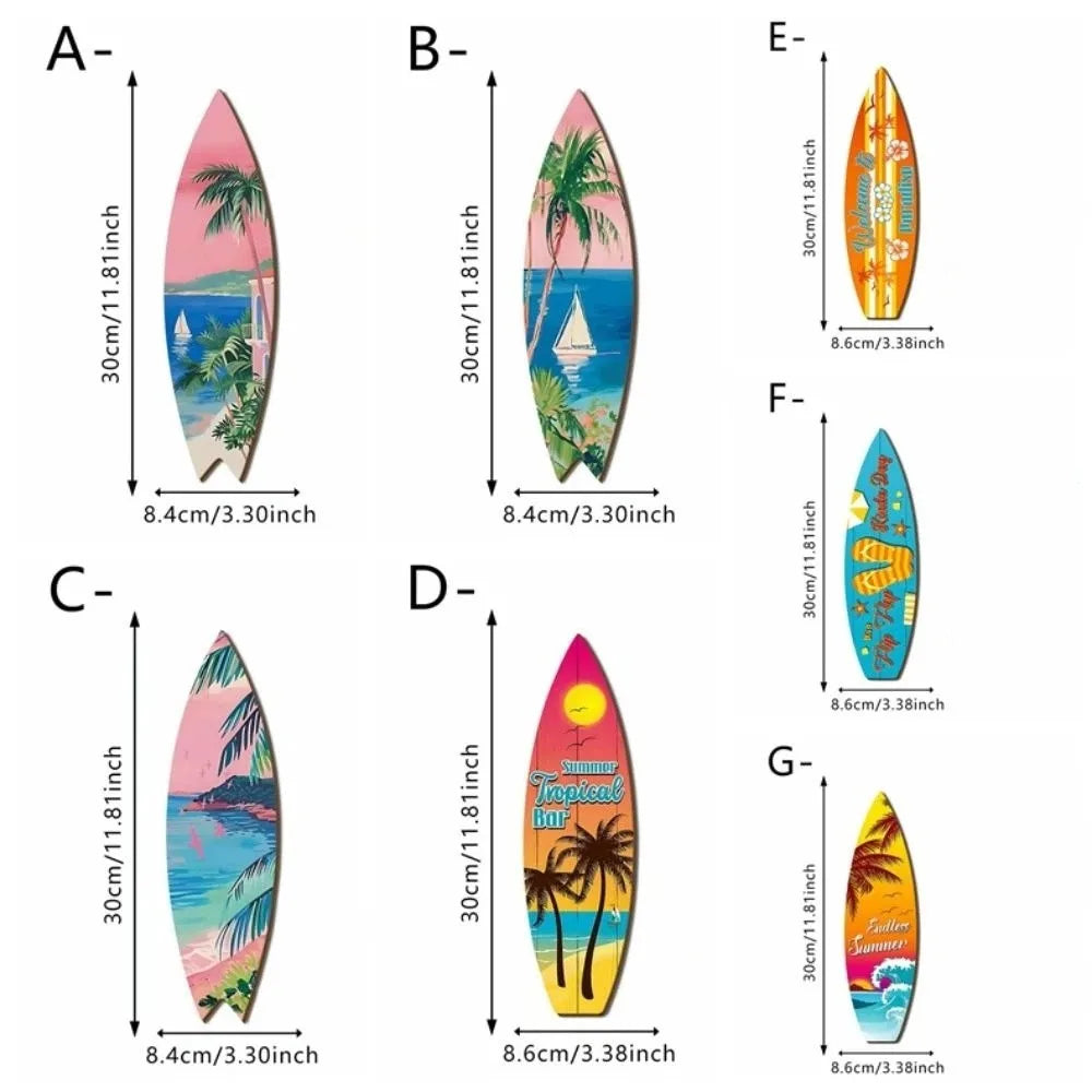 Handcrafted Wooden Surfboard Wall Hanging | Coastal Beach Decor