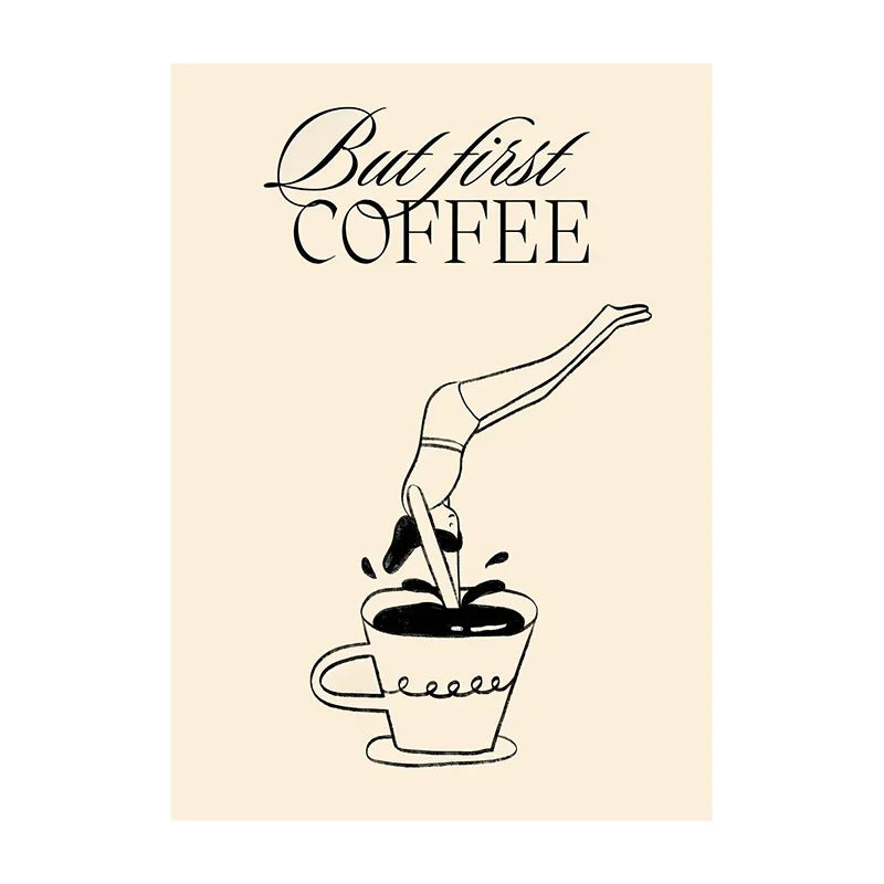 Funny Coffee Diver Canvas Wall Art | Kitchen Decor Print