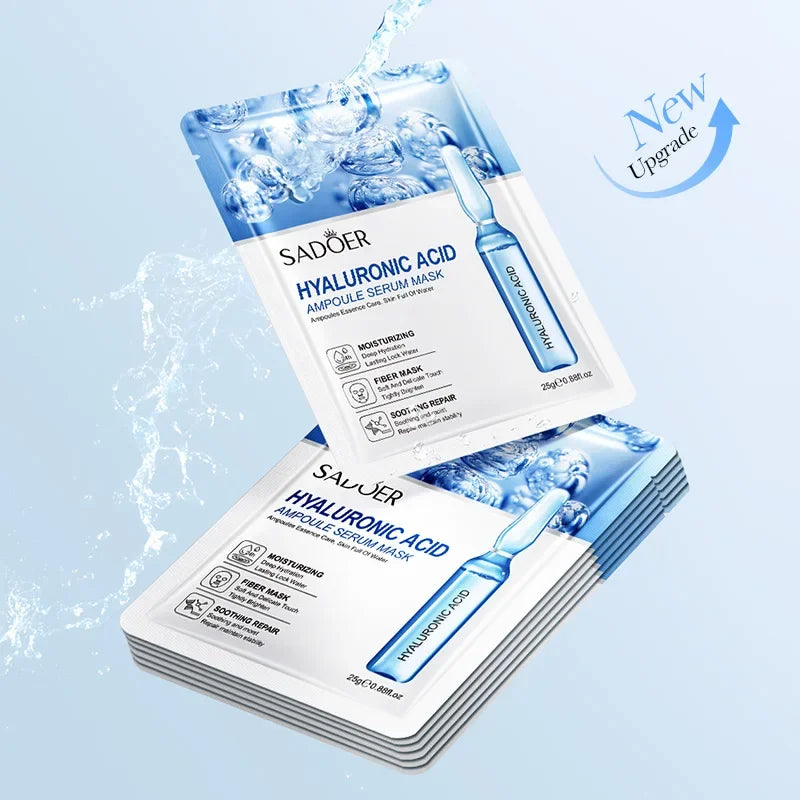 10pcs SAODER Hyaluronic Acid Facial Masks Face skincare Firming Hydrating Moisturizing Face Mask Facial Skin Care Products Peaceful Pleasures Health and Wellness