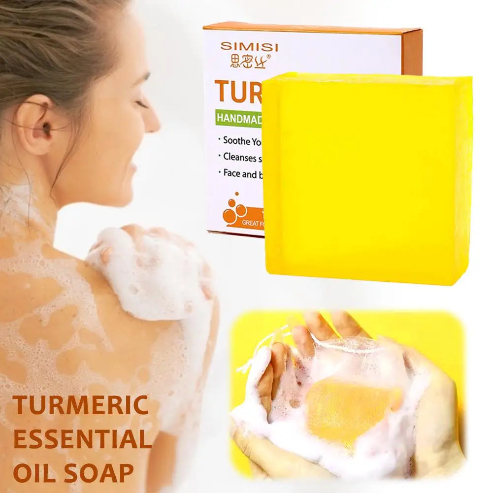 Hand Made Turmeric Soap Body Cleaning Natural Turmeric Deeply Clean Skin Refine Pores, Remove Acne Tender Skin Care Beauty Peaceful Pleasures Health and Wellness