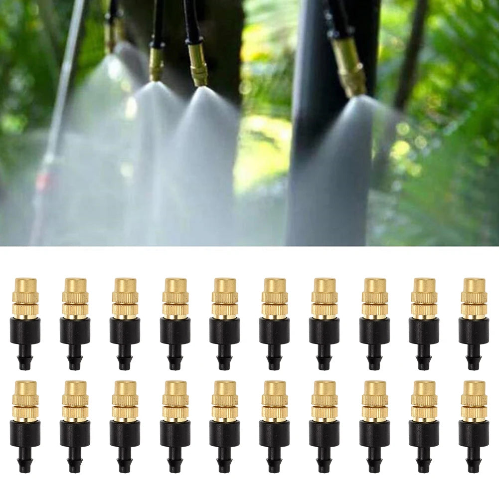 50-Pack Adjustable Brass Misting Nozzles – Garden Sprinkler Peaceful Pleasures Health and Wellness