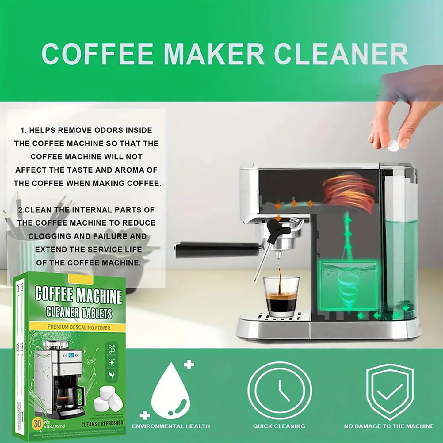 30-Pack Coffee Machine Descaling & Cleaning Tablets